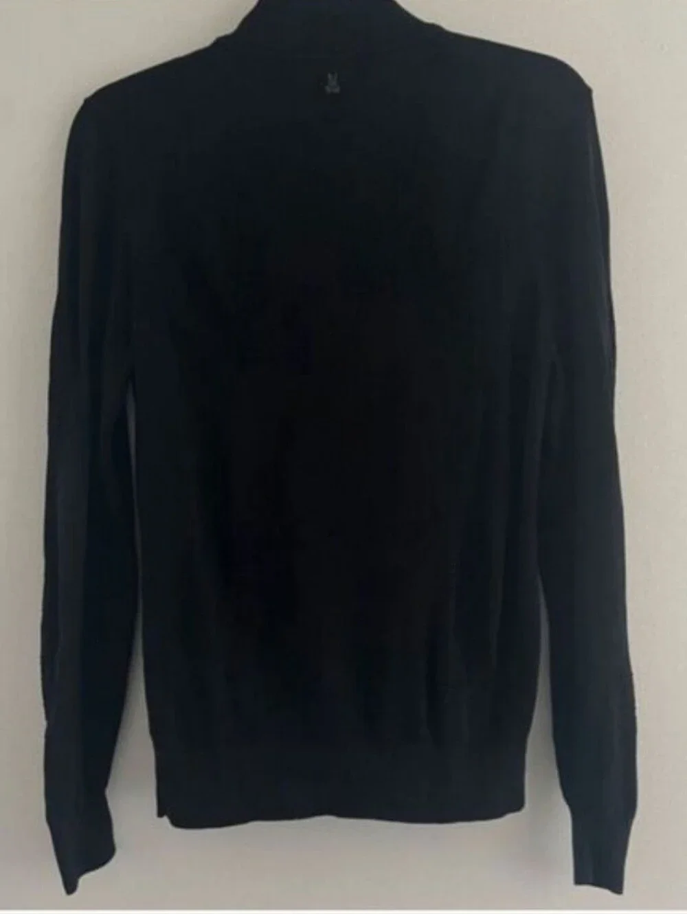 Psycho Bunny Men's Black Full-Zip Knit Sweater Blazer Size XS long Sleeave Cotto